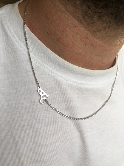Gental Gems by Karat Kings | Minimalist Solid 4mm Miami Cuban Link Chain with Custom Name Initial (Rhodium Plated) |  Sterling Silver Chain
