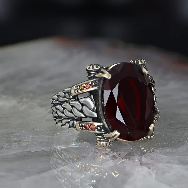 Gental Gems by Karat Kings | Exclusively Designed Ring with Natural Gomed |  Sterling Silver Oxidized Ring