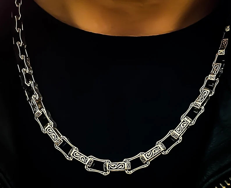 Gental Gems by Karat Kings | Unique Vintage Artistry Ancient Oxidized Chain |  Sterling Silver Chain