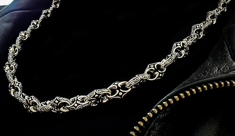 Gental Gems by Karat Kings | Unique Vintage Artistry Ancient Oxidized Chain |  Sterling Silver Chain