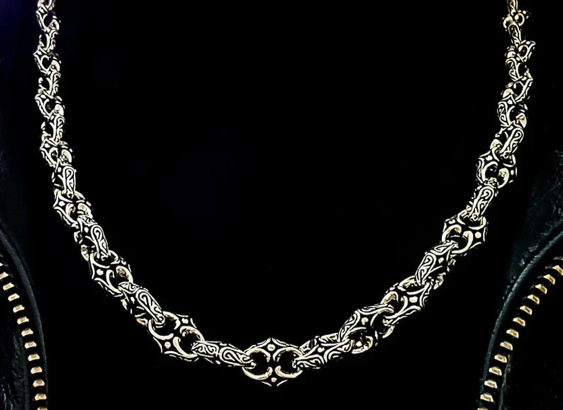 Gental Gems by Karat Kings | Unique Vintage Artistry Ancient Oxidized Chain |  Sterling Silver Chain