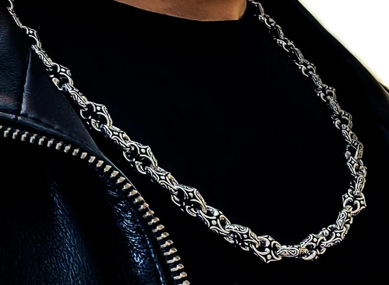 Gental Gems by Karat Kings | Unique Vintage Artistry Ancient Oxidized Chain |  Sterling Silver Chain
