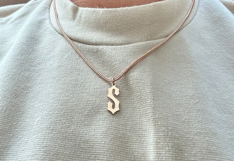 Gental Gems by Karat Kings | Minimalist Solid 4mm Handmade Chain with Custom Name Initial (Rhodium Plated) |  Sterling Silver Chain