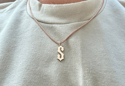 Gental Gems by Karat Kings | Minimalist Solid 4mm Handmade Chain with Custom Name Initial (Rhodium Plated) |  Sterling Silver Chain