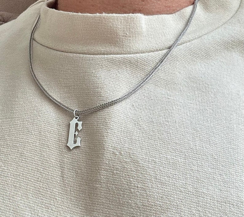 Gental Gems by Karat Kings | Minimalist Solid 4mm Handmade Chain with Custom Name Initial (Rhodium Plated) |  Sterling Silver Chain