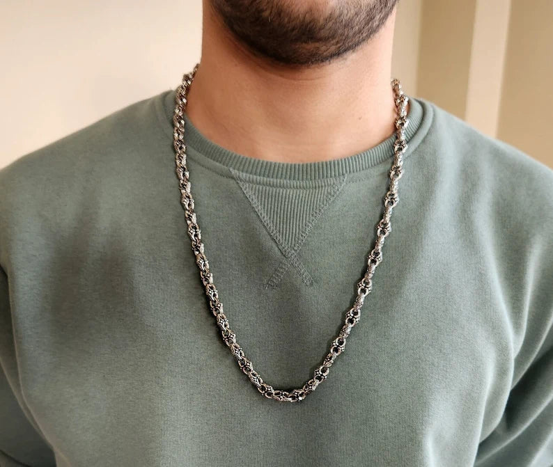 Gental Gems by Karat Kings | Unique Vintage Artistry Ancient Oxidized Chain |  Sterling Silver Chain