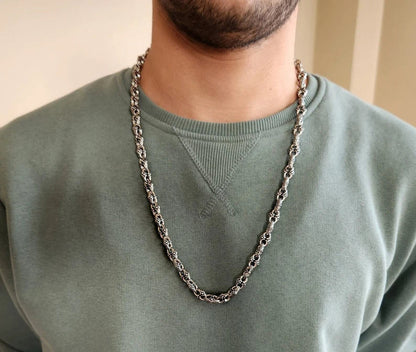 Gental Gems by Karat Kings | Unique Vintage Artistry Ancient Oxidized Chain |  Sterling Silver Chain