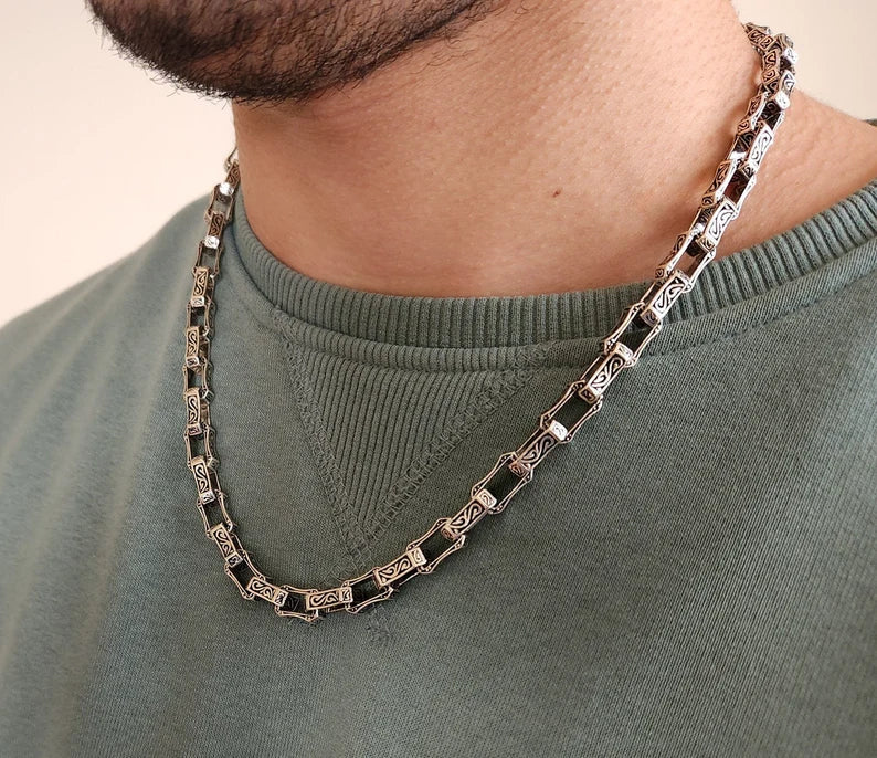 Gental Gems by Karat Kings | Unique Vintage Artistry Ancient Oxidized Chain |  Sterling Silver Chain
