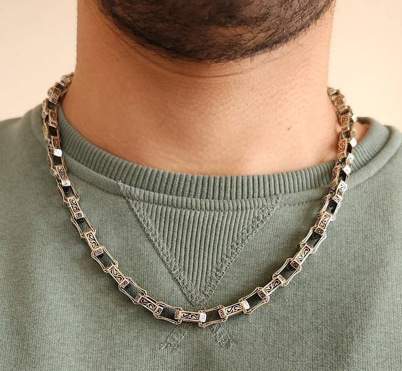 Gental Gems by Karat Kings | Unique Vintage Artistry Ancient Oxidized Chain |  Sterling Silver Chain