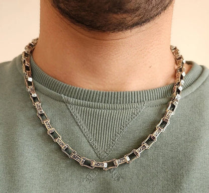 Gental Gems by Karat Kings | Unique Vintage Artistry Ancient Oxidized Chain |  Sterling Silver Chain