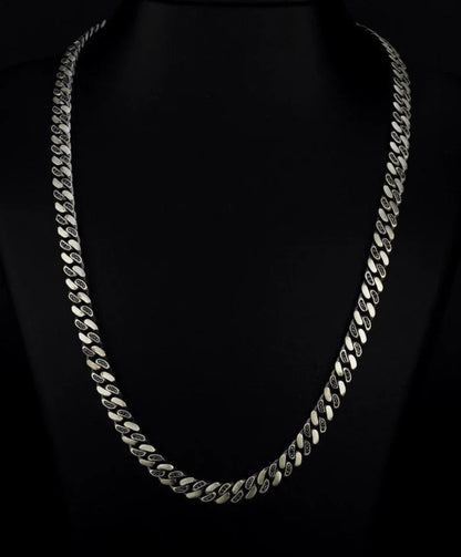 Gental Gems by Karat Kings | 12mm Wide Solid Miami Cuban Link Chain Studded With Black Zirconia Stone |  Sterling Silver Chain