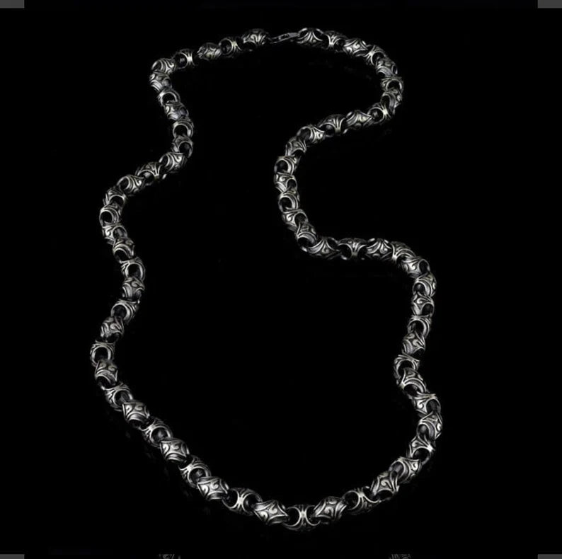 Gental Gems by Karat Kings | Unique Vintage Artistry Ancient Oxidized Chain |  Sterling Silver Chain