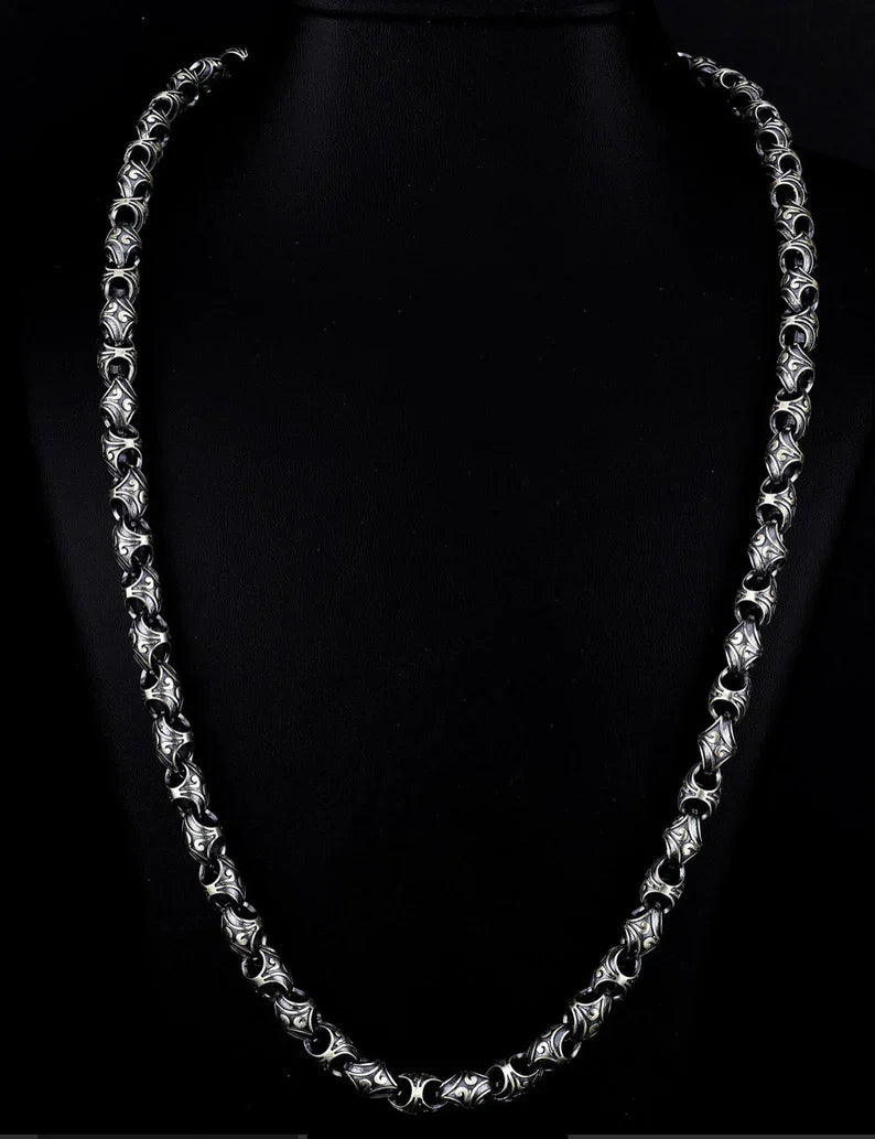 Gental Gems by Karat Kings | Unique Vintage Artistry Ancient Oxidized Chain |  Sterling Silver Chain
