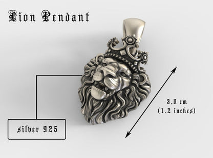 Gental Gems by Karat Kings | Unique Designed Lion with Crown Pendant for Men |  Sterling Silver Oxidized Pendant | Men's Jewelry | With Certificate of Authenticity and  Hallmark