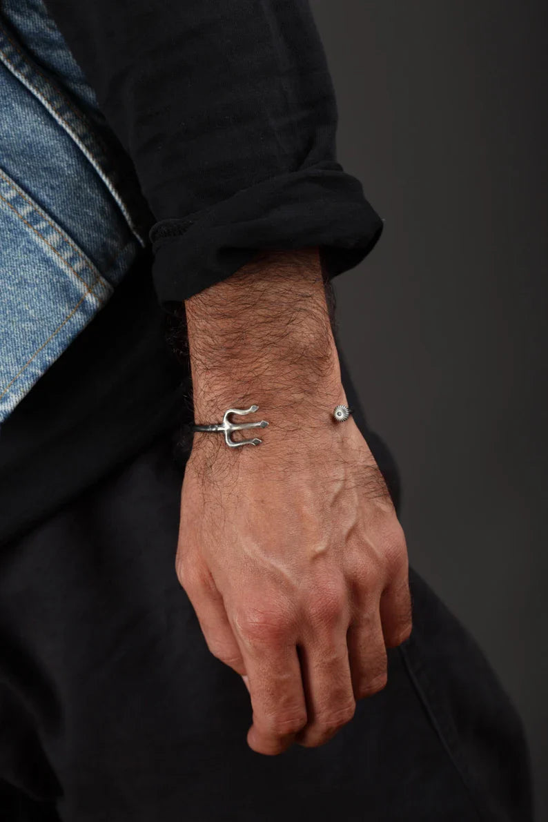 Gental Gems by Karat Kings | Unique Trishul Symbol Bracelet |  Sterling Silver Oxidized Bracelet