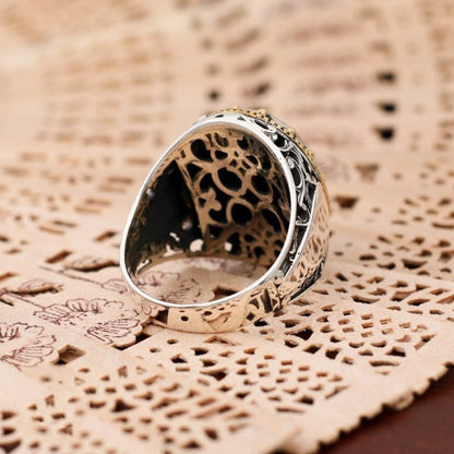 Mashallah Islamic Ring,Turkish Calligraphy Engraved Silver Ring For Men