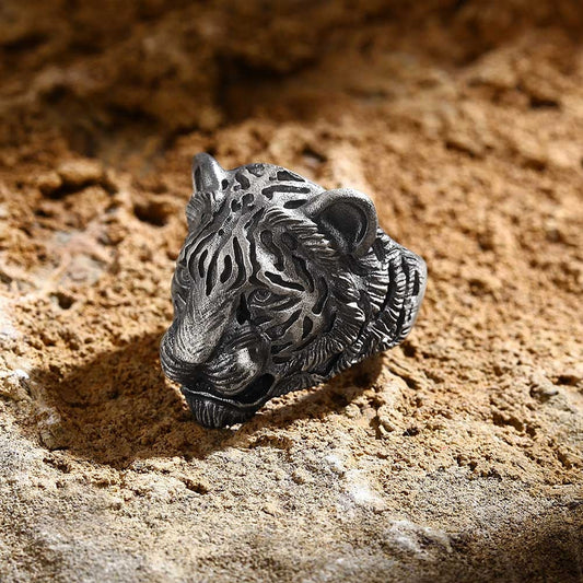 Gental Gems by Karat Kings | Unique Designed 3D Tiger Face Ring |  Sterling Silver Oxidized Ring | Men's Jewelry | With Certificate of Authenticity and  Hallmark