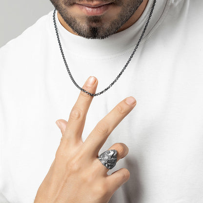 Gental Gems by Karat Kings | Unique Designed 3D Tiger Face Ring |  Sterling Silver Oxidized Ring | Men's Jewelry | With Certificate of Authenticity and  Hallmark