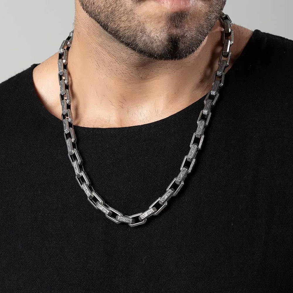Gental Gems by Karat Kings | Unique Vintage Artistry Ancient Oxidized Chain |  Sterling Silver Chain