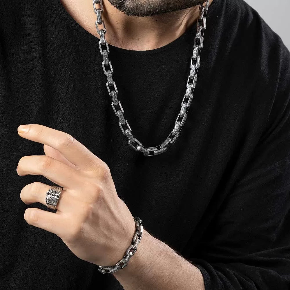 Gental Gems by Karat Kings | Unique Vintage Artistry Ancient Oxidized Chain |  Sterling Silver Chain