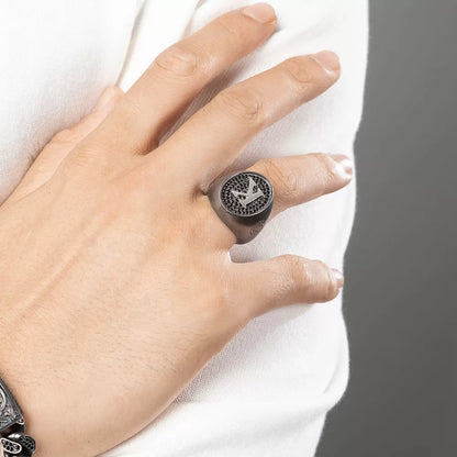 Gental Gems by Karat Kings | Exclusive Personalized Name Initials Ring Studded with Black Zircon | Sterling Silver  Ring | Jewelry for Men| With Certificate of Authenticity and  Hallmark