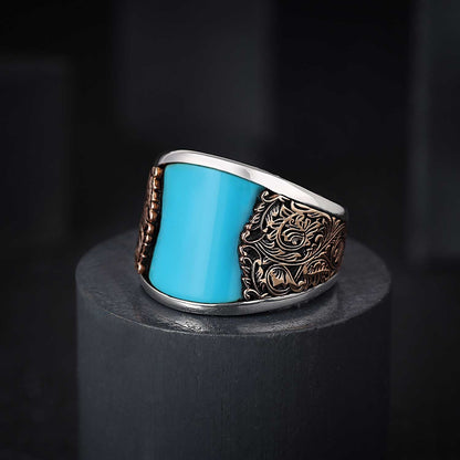 Gental Gems by Karat Kings | Unique Designed Turkish Style Curved Ring with Green Onyx  |  Sterling Silver Gold Plated Ring | Men's Jewelry | With Certificate of Authenticity and  Hallmark