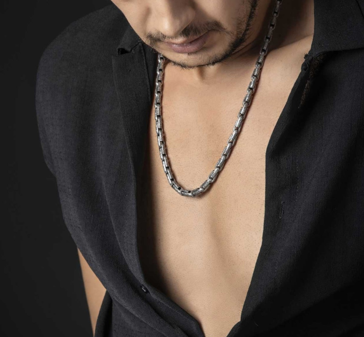 Gental Gems by Karat Kings | Unique Hand Engraved Vintage Oxidized Chain |  Sterling Silver Chain