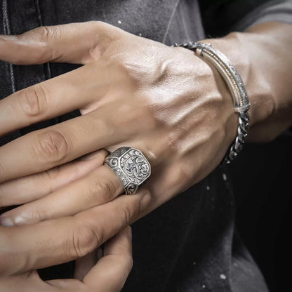 Gental Gems by Karat Kings | Exclusive Hand Engraved Ring for Men, Oxidized Sterling Silver  Ring | Jewellery for Men| With Certificate of Authenticity and  Hallmark