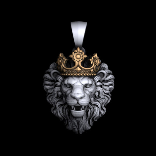 Gental Gems by Karat Kings | Unique Designed Lion with Crown Pendant for Men |  Sterling Silver Oxidized Pendant | Men's Jewelry | With Certificate of Authenticity and  Hallmark