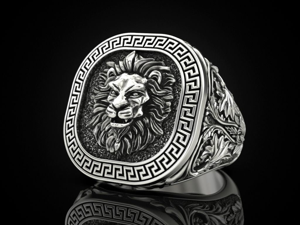 Gental Gems by Karat Kings | Unique Designed Lion Ring |  Sterling Silver Oxidized Ring