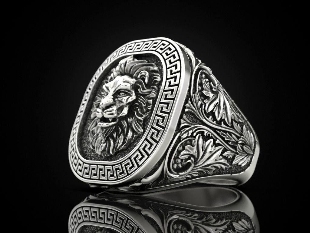 Gental Gems by Karat Kings | Unique Designed Lion Ring |  Sterling Silver Oxidized Ring