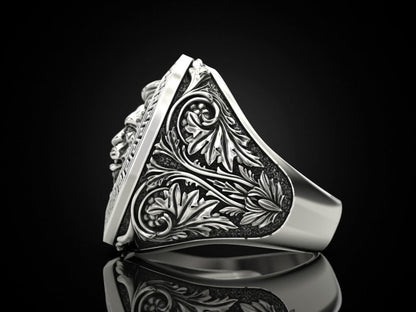 Gental Gems by Karat Kings | Unique Designed Lion Ring |  Sterling Silver Oxidized Ring