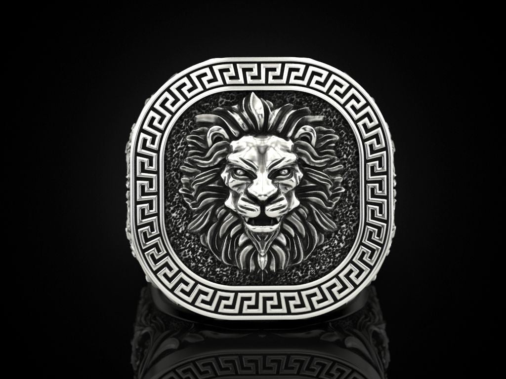 Gental Gems by Karat Kings | Unique Designed Lion Ring |  Sterling Silver Oxidized Ring