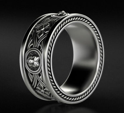 Gental Gems by Karat Kings | Unique Designed Band Ring with Lion |  Sterling Silver Oxidized Ring