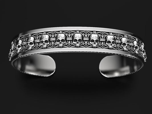 Gental Gems by Karat Kings | Unique Designed Skull Cuff | Bracelet for Men | Biker Bracelet for Men |  Sterling Silver Bracelet | Men's Jewelry | With Certificate of Authenticity and  Hallmark