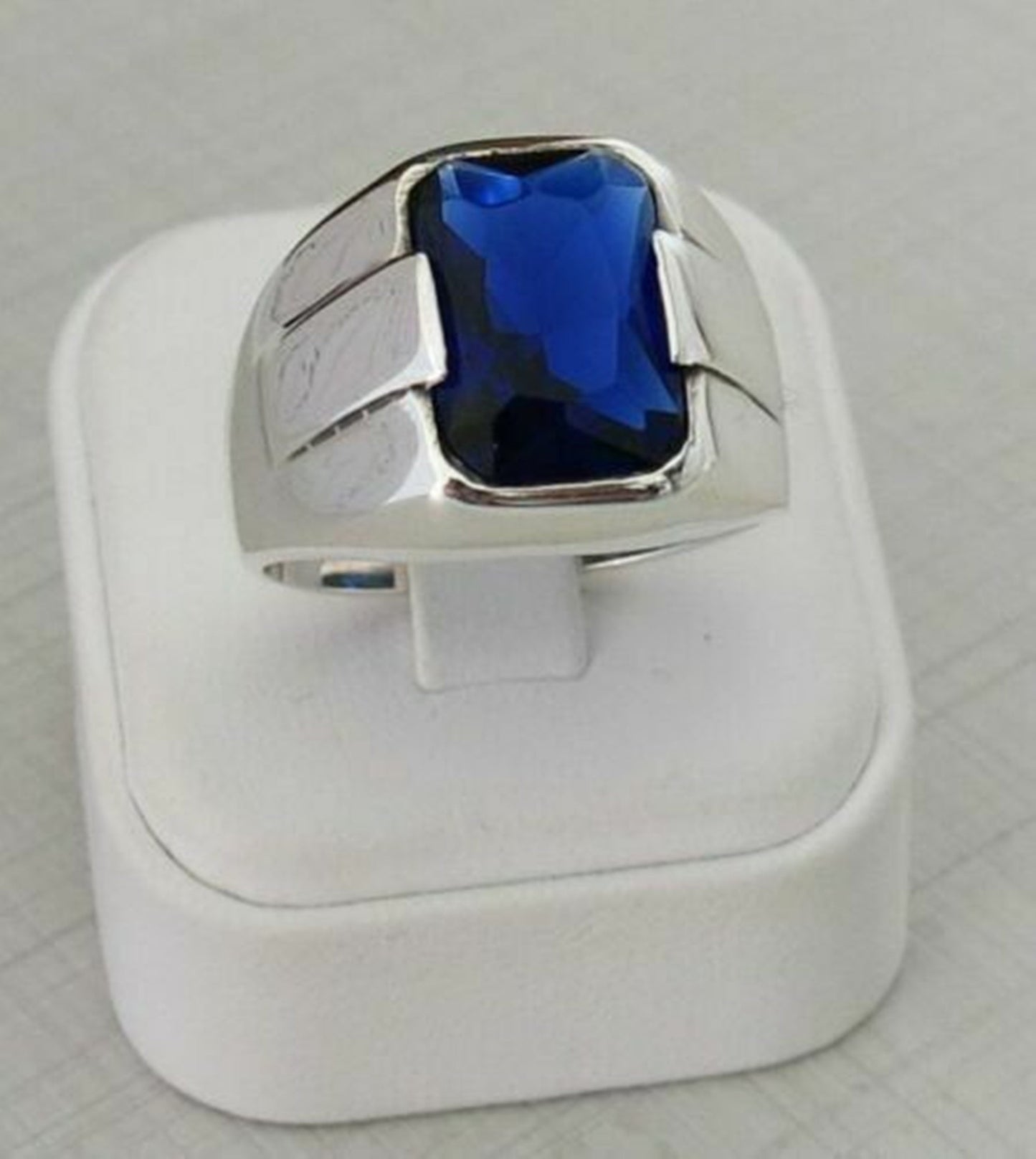 Turkish Blue Zircon Handmade Men's Ring