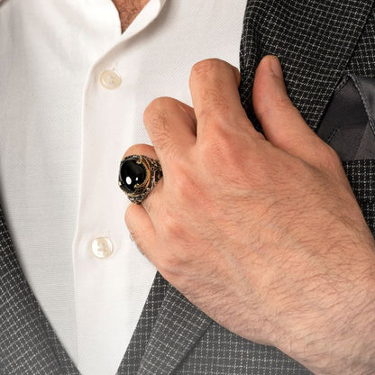 Turkish Aqeeq Stone Silver Ring, Handmade Agate Special Design