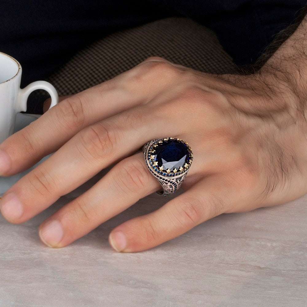 Turkish Sapphire Ring Handmade Limited Edition Design