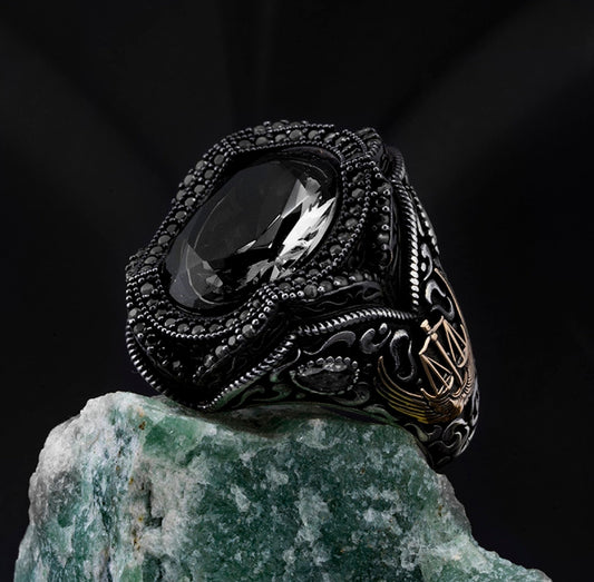 Turkish Black Onyx Ring Handmade Limited Edition Design