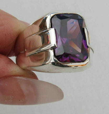 Turkish Amethyst Stone Men's Ring Handmade Special Design