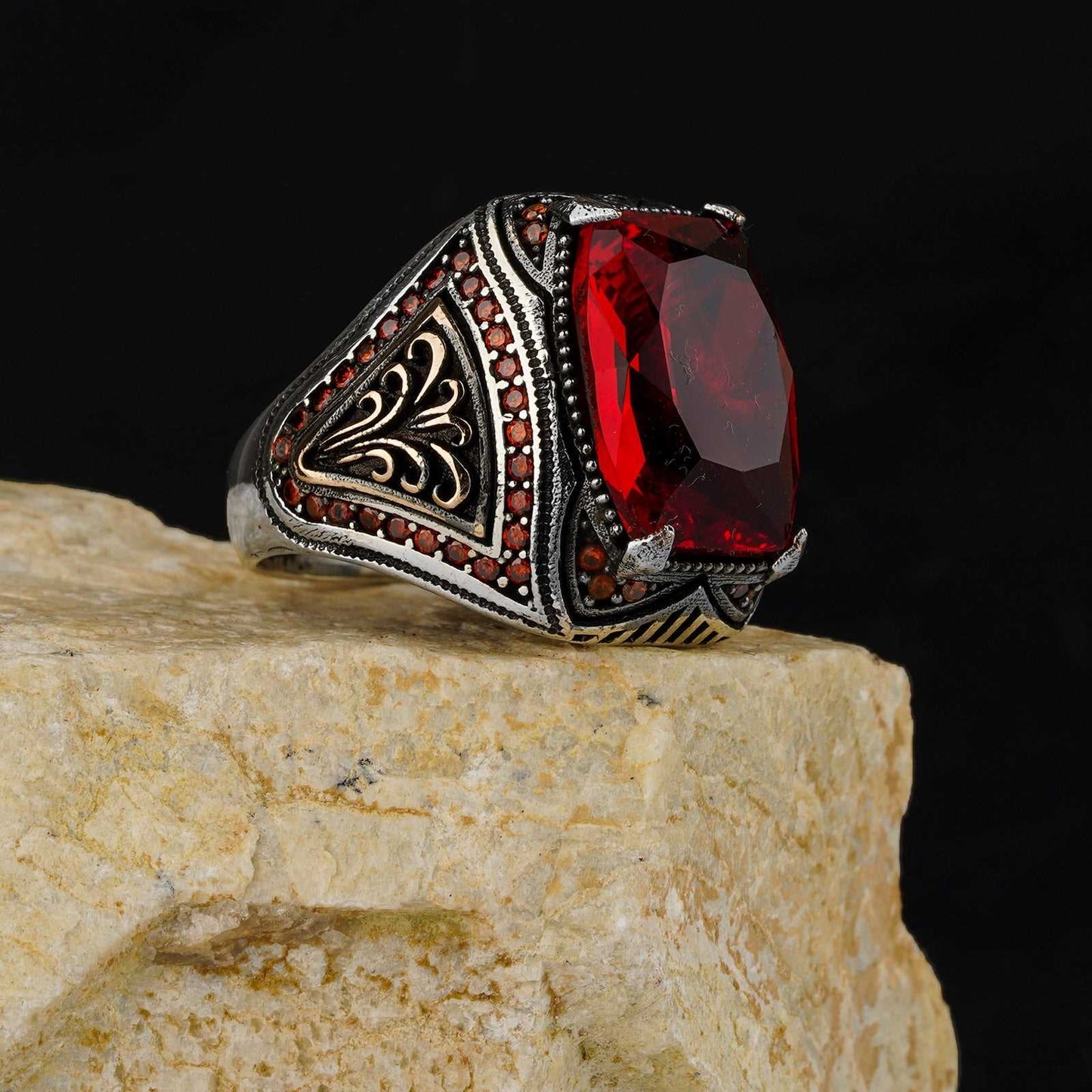 Alexandrite Stone Mistik Topaz Natural Handmade Silver Ring For Men