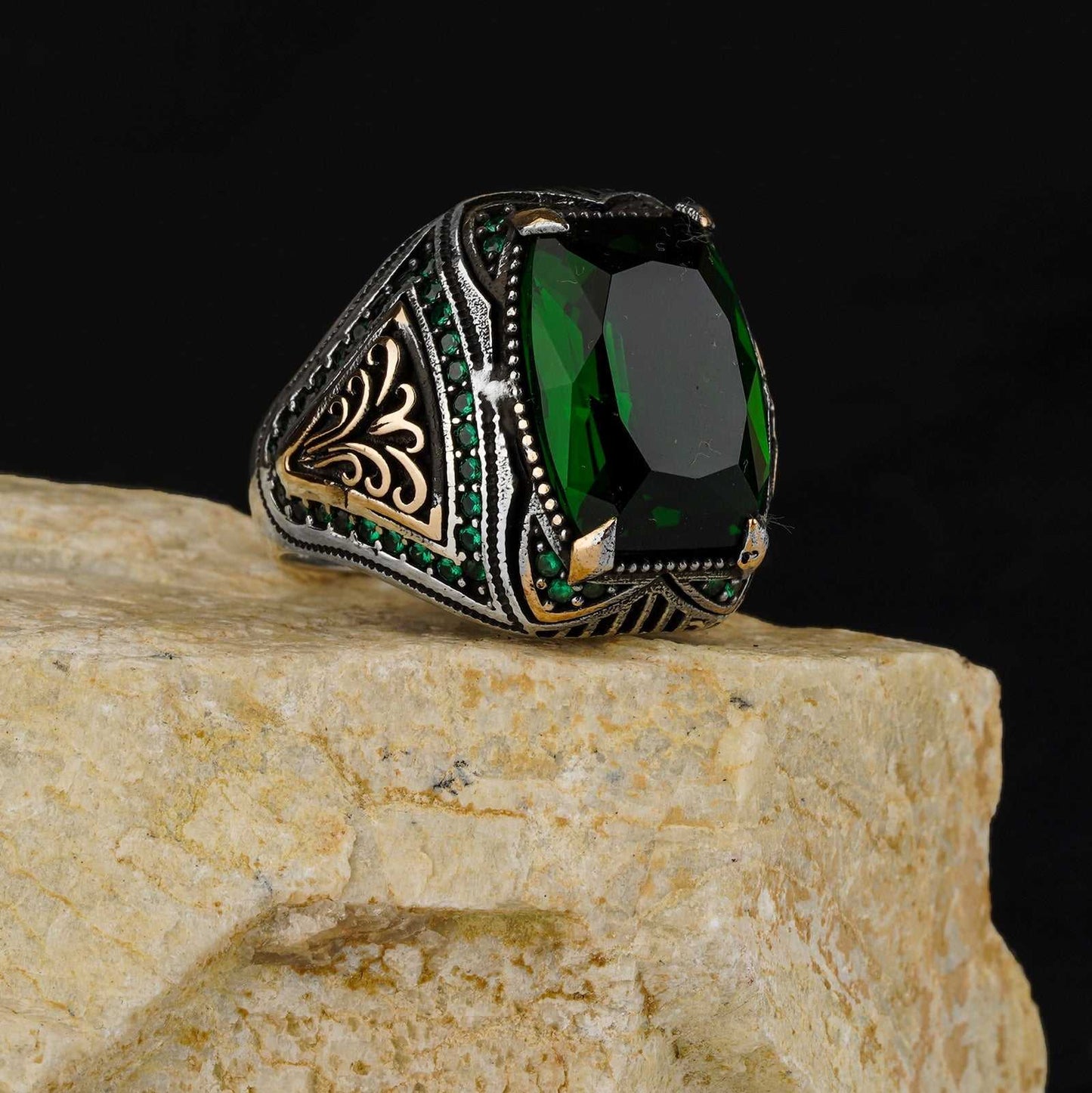 Alexandrite Stone Mistik Topaz Natural Handmade Silver Ring For Men