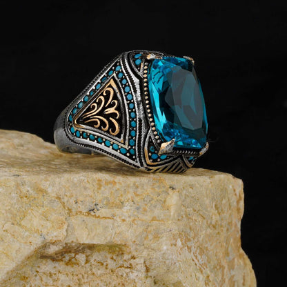 Alexandrite Stone Mistik Topaz Natural Handmade Silver Ring For Men