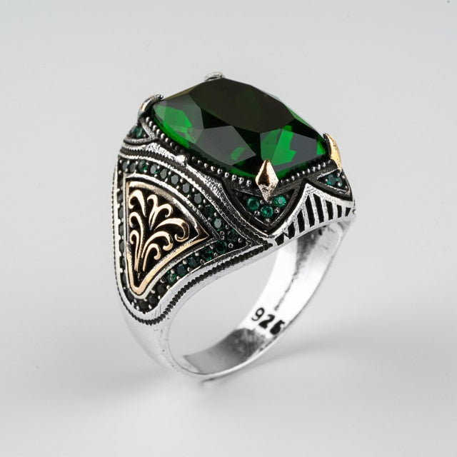 Alexandrite Stone Mistik Topaz Natural Handmade Silver Ring For Men