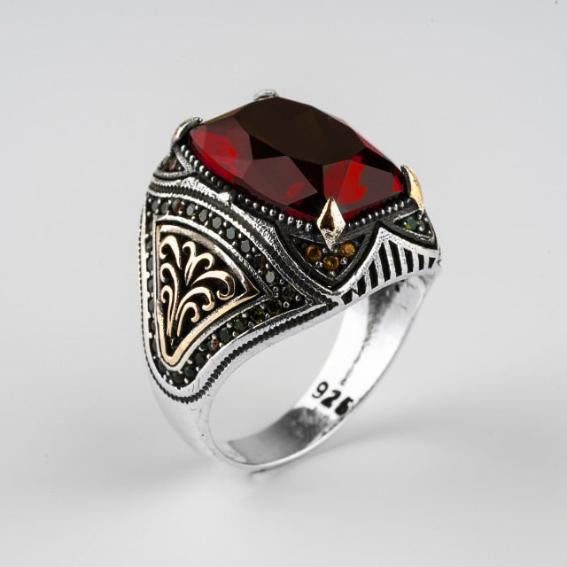 Alexandrite Stone Mistik Topaz Natural Handmade Silver Ring For Men