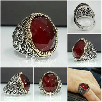 Turkish Zed Zircon Handmade Sterling Silver Men's Ring