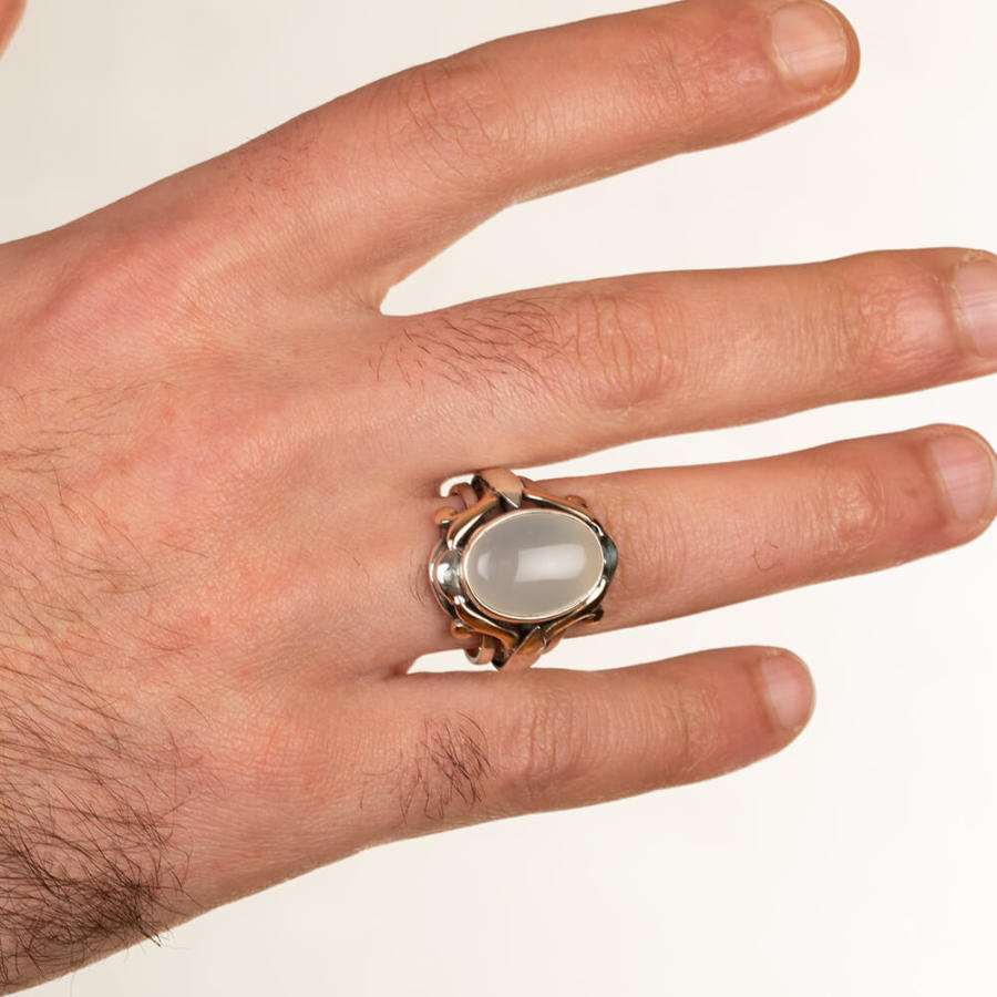 Sultan White Agate, Payitaht Abdülhamid Silver Ring