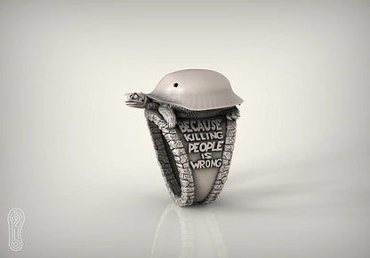 Gental Gems by Karat Kings | Antique Designed Turtle Ring |  Sterling Silver Oxidized Ring | Men's Jewelry | With Certificate of Authenticity and  Hallmark