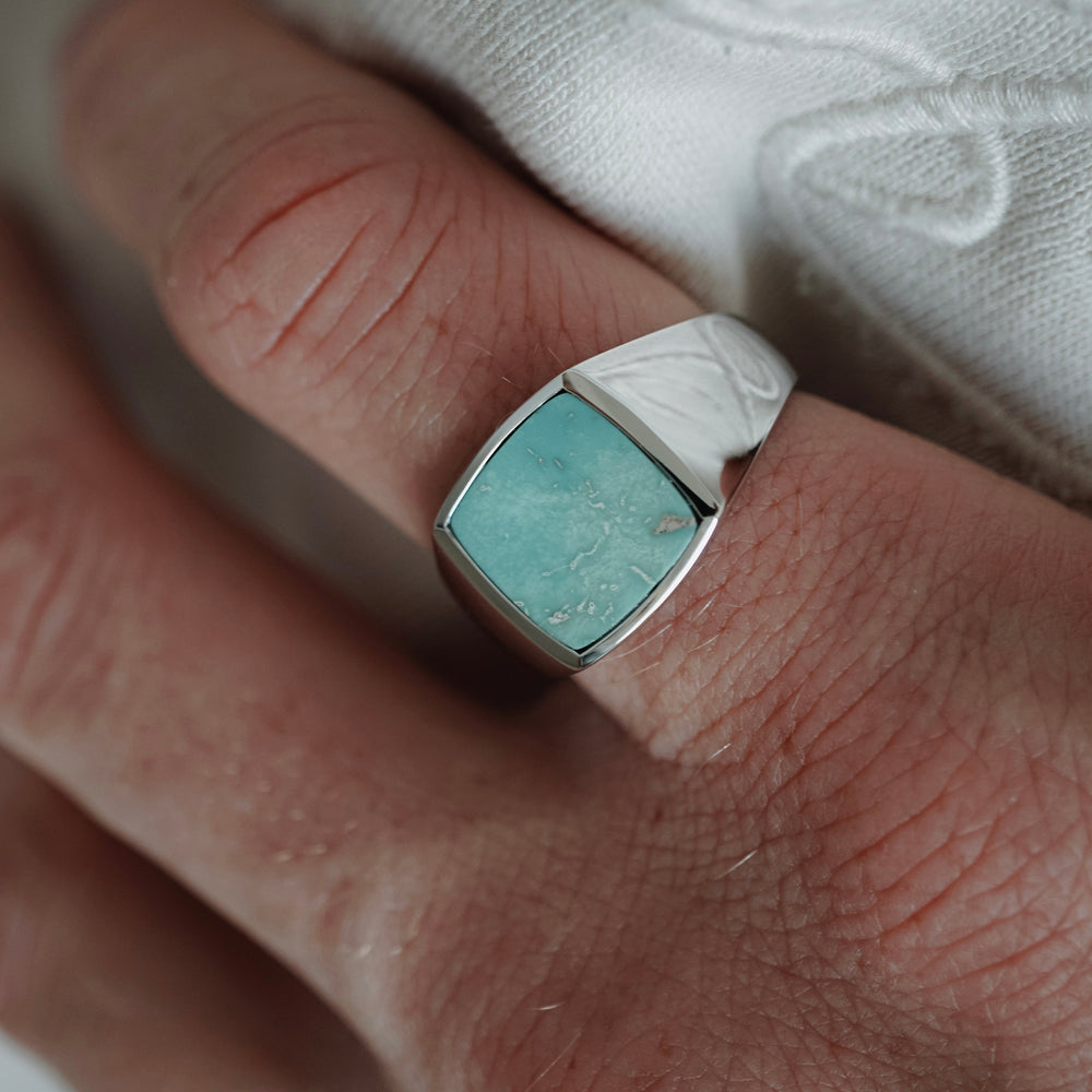Gental Gems by Karat Kings | Unique Turkish  Style Ring with Natural Blue Turquoise |  Sterling Silver Oxidized Ring