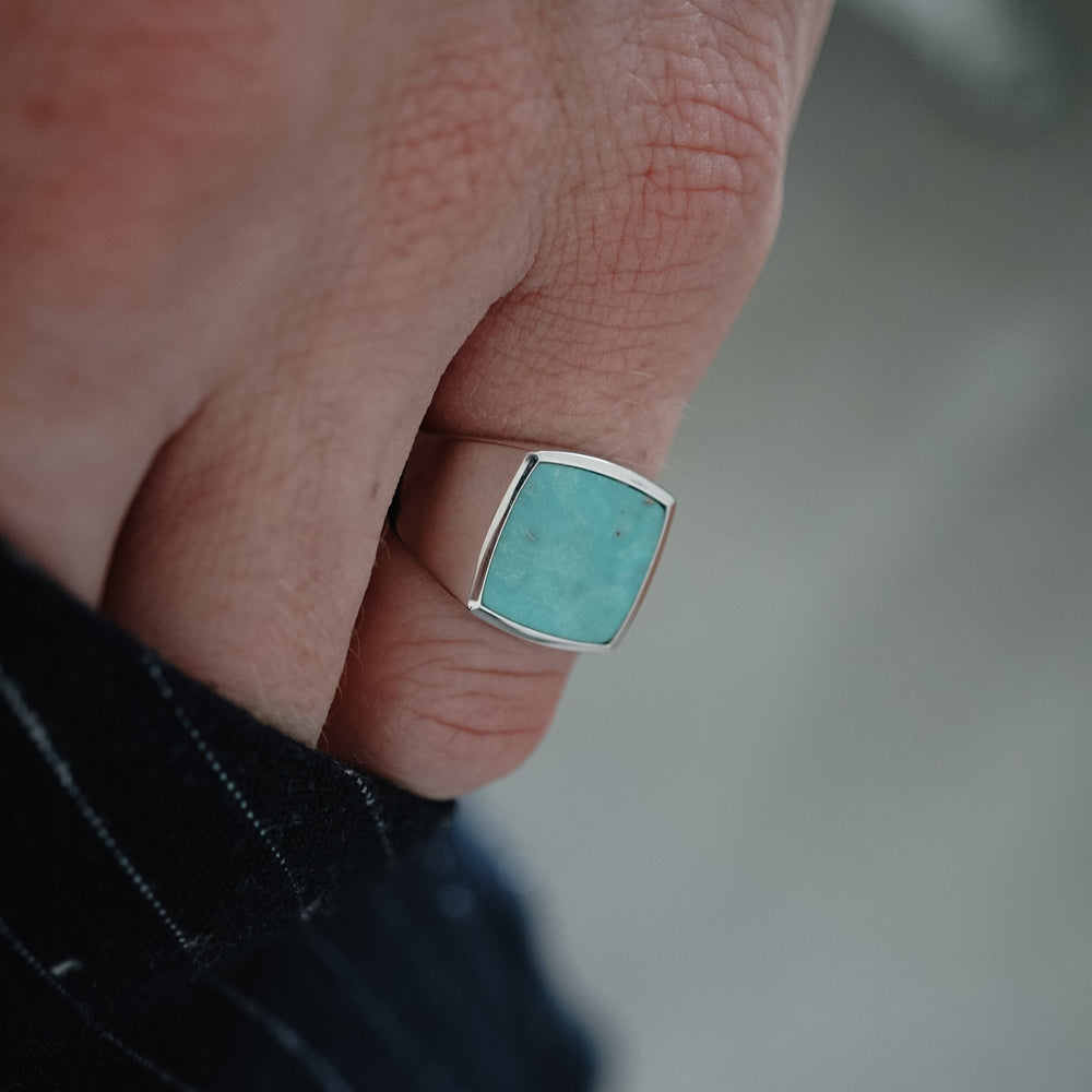 Gental Gems by Karat Kings | Unique Turkish  Style Ring with Natural Blue Turquoise |  Sterling Silver Oxidized Ring